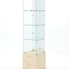 Витрина стеклянная ХРУСТАЛЬ №108 (без дверки, задняя стенка - зеркало), Крем Вайс