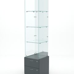 Витрина стеклянная ХРУСТАЛЬ №108 (без дверки, задняя стенка - зеркало), Темно-Серый