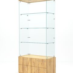 Витрина стеклянная ХРУСТАЛЬ №101 (без дверок, задняя стенка - стекло), Дуб Золотистый