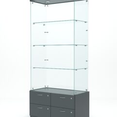Витрина стеклянная ХРУСТАЛЬ №101 (без дверок, задняя стенка - стекло), Темно-Серый