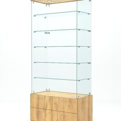 Витрина стеклянная ХРУСТАЛЬ №601 (без дверок, задняя стенка - стекло), Дуб Золотистый