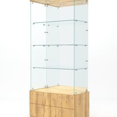 Витрина стеклянная ХРУСТАЛЬ №103 (без дверок, задняя стенка - зеркало), Дуб Золотистый