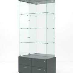 Витрина стеклянная ХРУСТАЛЬ №103 (без дверок, задняя стенка - зеркало), Темно-Серый