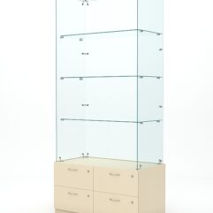 Витрина стеклянная ХРУСТАЛЬ №105 (без дверок, задняя стенка - стекло), Крем Вайс