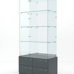 Витрина стеклянная ХРУСТАЛЬ №107 (без дверок, задняя стенка - зеркало), Темно-Серый