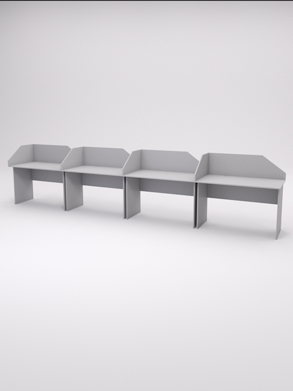 Столы рабочие офисные С-02 с экраном (комплект 4шт), Серый