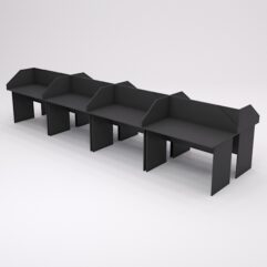 Столы рабочие офисные С-02 с экраном (комплект 8шт), Черный