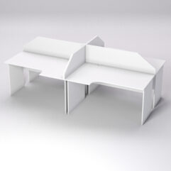 Столы рабочие офисные СЭ-19/20 с экраном (комплект 4шт), Белый