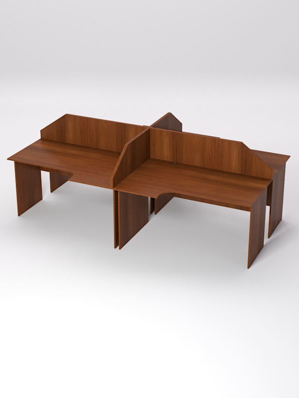 Столы рабочие офисные СЭ-19/20 с экраном (комплект 4шт), Орех