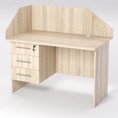 Стол однотумбовый офисный С-06 (левосторонний) с экраном, Дуб Сонома