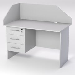 Стол однотумбовый офисный С-06 (левосторонний) с экраном, Серый