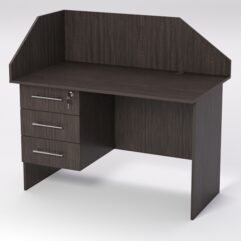 Стол однотумбовый офисный С-06 (левосторонний) с экраном, Дуб Венге