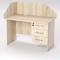 Стол однотумбовый офисный С-06 (правосторонний) с экраном, Дуб Сонома