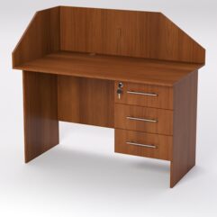 Стол однотумбовый офисный С-06 (правосторонний) с экраном, Орех