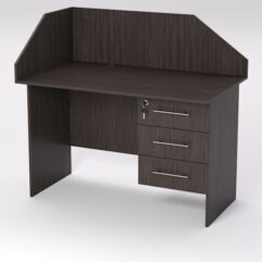 Стол однотумбовый офисный С-06 (правосторонний) с экраном, Дуб Венге