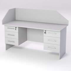 Стол двухтумбовый офисный С-07 с экраном, Серый