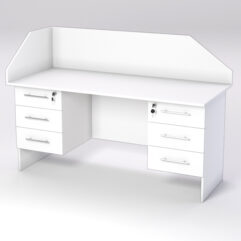 Стол двухтумбовый офисный С-07 с экраном, Белый