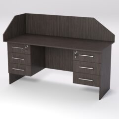 Стол двухтумбовый офисный С-07 с экраном, Дуб Венге