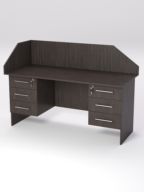 Стол двухтумбовый офисный С-07 с экраном, Дуб Венге