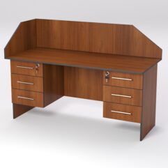 Стол двухтумбовый офисный С-07 с экраном, Орех, кромка черная