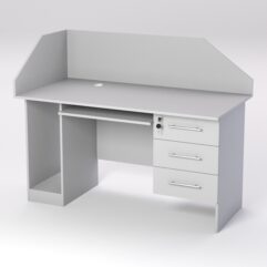 Стол для компьютера СК-34 (Правосторонний) с экраном, Серый