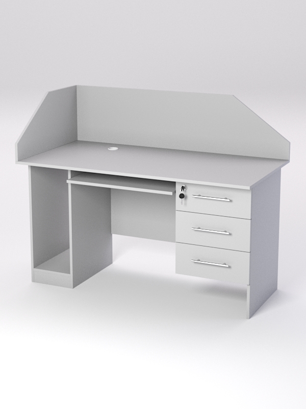 Стол для компьютера СК-34 (Правосторонний) с экраном, Серый