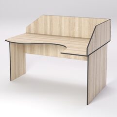 Стол эргономичный офисный СЭ-12 (Правосторонний) с экраном, Дуб Сонома, кромка Дуб Венге