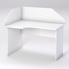 Стол эргономичный офисный СЭ-15 (левосторонний) с экраном, Белый