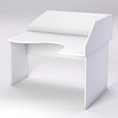 Стол эргономичный офисный СЭ-14 (правосторонний) с экраном, Белый