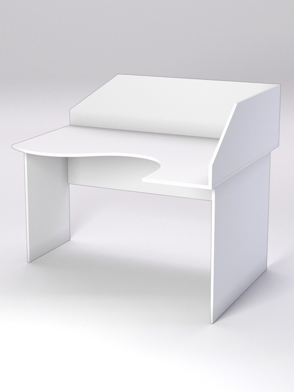 Стол эргономичный офисный СЭ-14 (правосторонний) с экраном, Белый