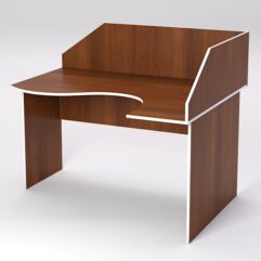 Стол эргономичный офисный СЭ-14 (правосторонний) с экраном, Орех, кромка белая