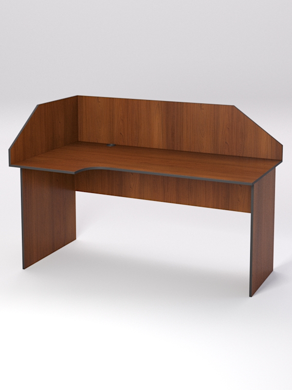 Стол эргономичный офисный СЭ-17 (левосторонний) с экраном, Орех, кромка черная