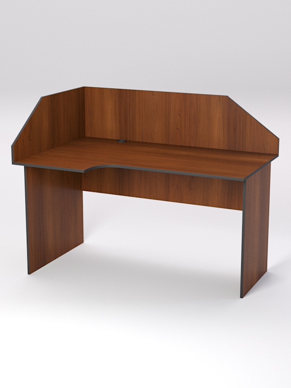 Стол эргономичный офисный СЭ-19 (левосторонний) с экраном, Орех, кромка черная