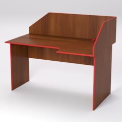 Стол эргономичный офисный СЭ-20 (правосторонний) с экраном, Орех, кромка красная