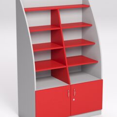 Стеллаж Лотос №2 прямой, Серый и Красный