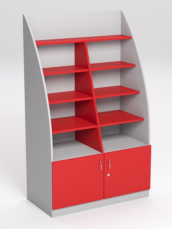 Стеллаж Лотос №2 прямой, Серый и Красный