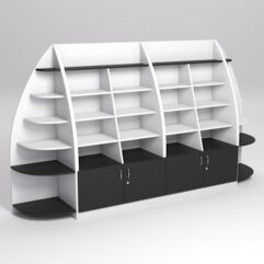 Комплект стеллажей Лотос №2 (пристенный), Черный и Белый