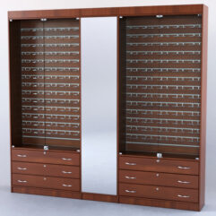 Комплект витрин и шкафов-накопителей с зеркалом №2, Орех