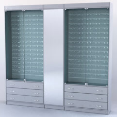 Комплект витрин и шкафов-накопителей с зеркалом №2, Серый