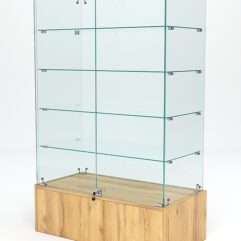 Витрина стеклянная ИСТРА островная №325 (с дверками, фасад - стекло), Дуб Золотистый