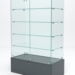 Витрина стеклянная ИСТРА островная №325 (с дверками, фасад - стекло), Темно-Серый