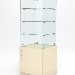 Витрина стеклянная ИСТРА островная №226 (без дверки, фасад - стекло), Крем Вайс