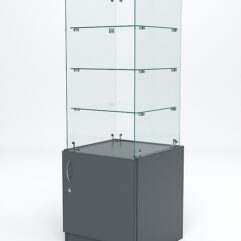 Витрина стеклянная ИСТРА островная №226 (без дверки, фасад - стекло), Темно-Серый