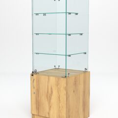 Витрина стеклянная ИСТРА островная №326 (с дверкой, фасад -стекло), Дуб Золотистый
