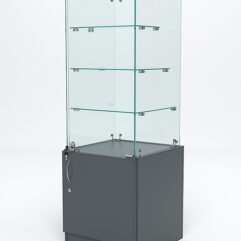Витрина стеклянная ИСТРА островная №326 (с дверкой, фасад -стекло), Темно-Серый