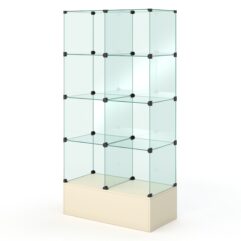 Витрина стеклянная КУБ №109 (без дверок, передняя стенка - стекло), Крем Вайс