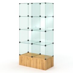 Витрина стеклянная КУБ №109 (без дверок, передняя стенка - стекло), Дуб Золотистый