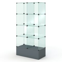 Витрина стеклянная КУБ №109 (без дверок, передняя стенка - стекло), Темно-Серый