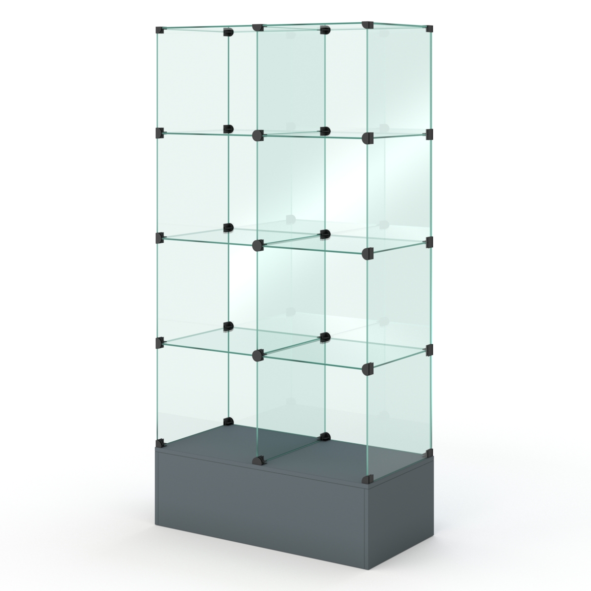 Витрина стеклянная КУБ №109 (без дверок, передняя стенка - стекло), Темно-Серый