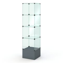 Витрина стеклянная КУБ №110 стаканчик (без дверок, передняя стенка - стекло), Темно-Серый